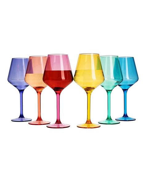 The Wine Savant Acrylic Colored European Style Crystal Stemmed Wine Glasses Acrylic Glasses