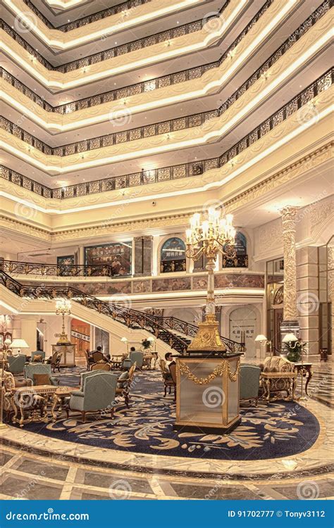 Wealthy Interior Of Five Star Legendale Hotel Beijing China Editorial