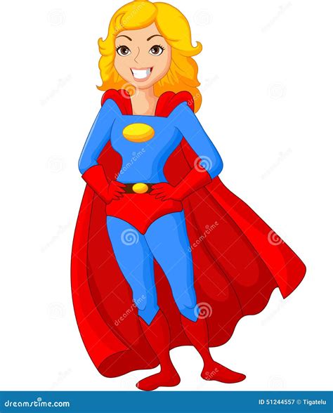 Cartoon Female Super Hero Posing Stock Vector Illustration Of Brave