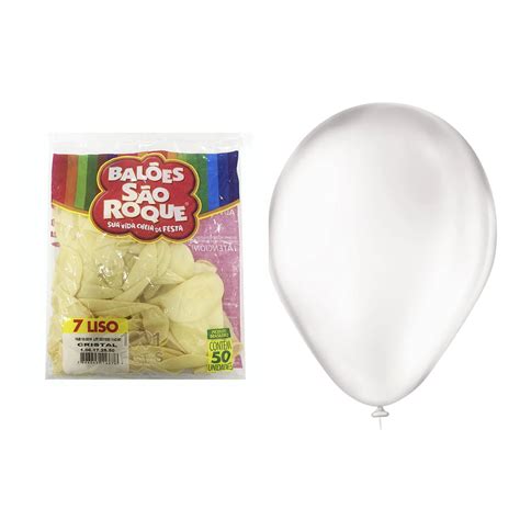 Balão cor cristal tamanho 7 transparente pacote 50un São Roque