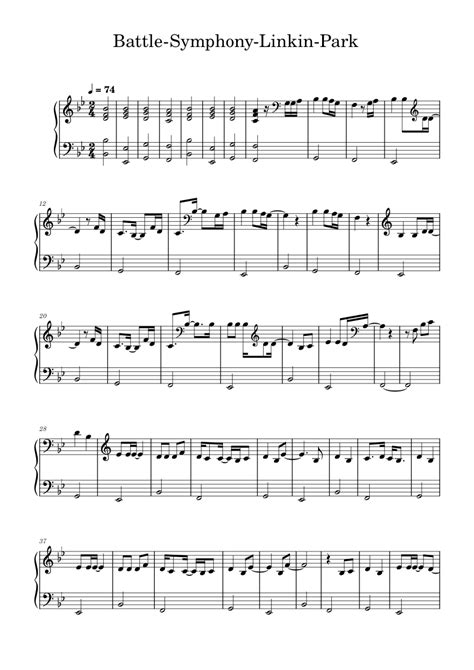 Battle Symphony Linkin Park Sheet Music For Piano Solo Easy