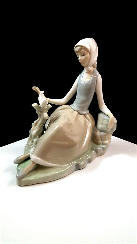 Vintage Lladro Shepardess With Dove Lladro Lady With Bird Minty