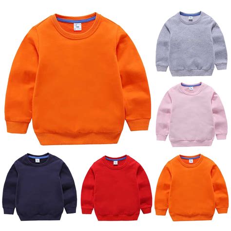 Utoimkio Toddler Baby Unisex Cotton Pullover Sweatshirts for Kids Solid ...