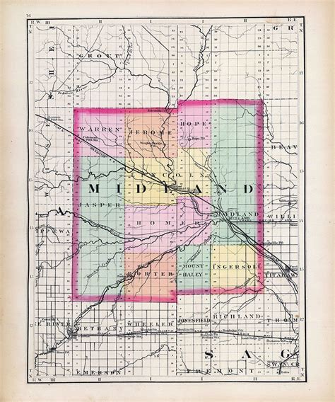 1873 Map of Midland County Michigan - Etsy