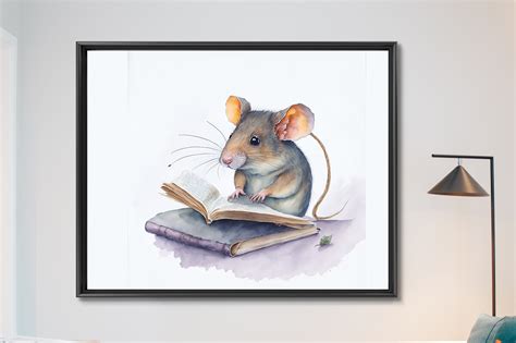 Watercolor Rat Reading Illustration Graphic By Creative Designs