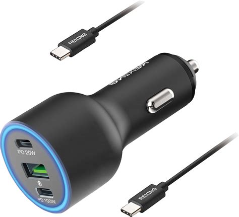 Rexing 120w Vehicle Quick Charger With 2 Usb C And 1 Usb Port Compatible With Iphone And Samsung