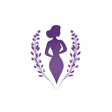 Minimalistic Lavender Female Silhouette Vector Identification Symbol