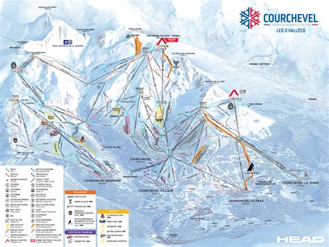 La Tania Piste Map Winter 2026. Courchevel Piste Map. 3 Valleys Piste