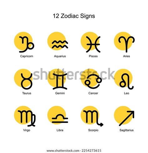 Set 12 Zodiac Sign Line Art Stock Vector (Royalty Free) 2254273615 ...