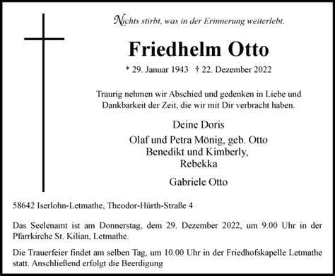 Traueranzeigen Von Friedhelm Otto Trauer In Nrw De