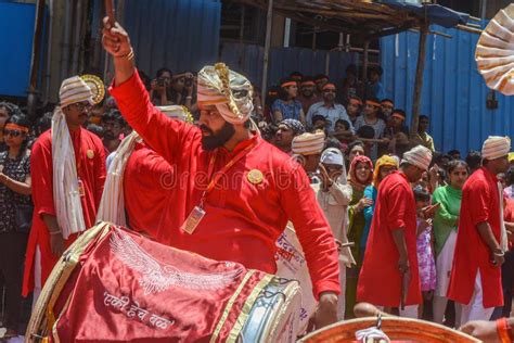 Ramanbaug Dhol Tasha Pathak In Procession Playing Dhol On The Streets