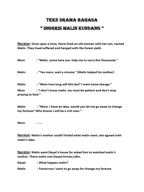 Teks Drama Malin Kundang Ggris Pdf