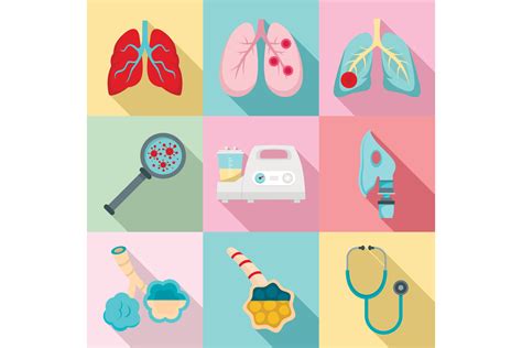 Pneumonia Icon Set Flat Style Graphic By Anatolir56 Creative Fabrica