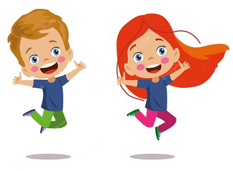 Premium Vector Cute Happy Boy And Girl Jumping