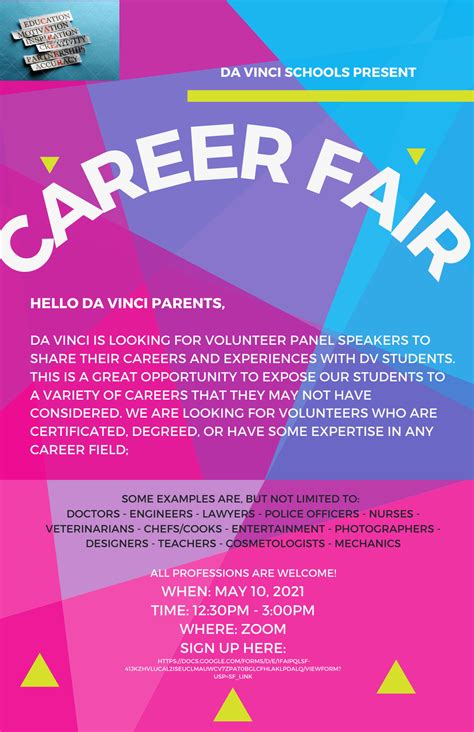 Career Fair Flyer | Da Vinci Science