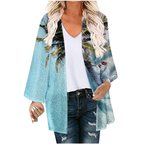 Byoimud Womens Beach Cardigan Chiffon Bohemian Kimono Cardigan Fall