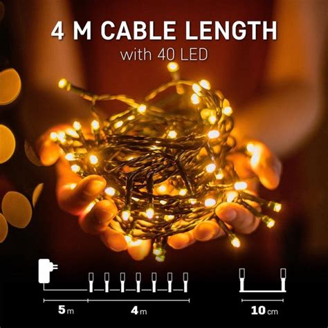 Kerstverlichting Buiten 4 Meter 40 LED Warm Wit Lichtsnoer IP44