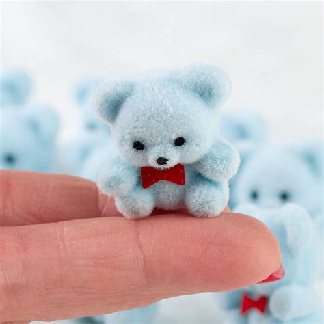 Miniature Baby Blue Flocked Teddy Bears Confetti Table Scatters