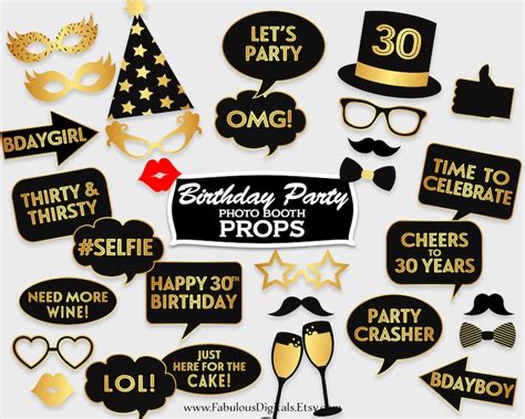 Th Birthday Photo Booth Props Printable Photo Booth Party Etsy