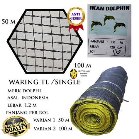 Jual Jaring Ikan Waring TL Single Hitam Rol L 1 2 M P 50 M 100 M