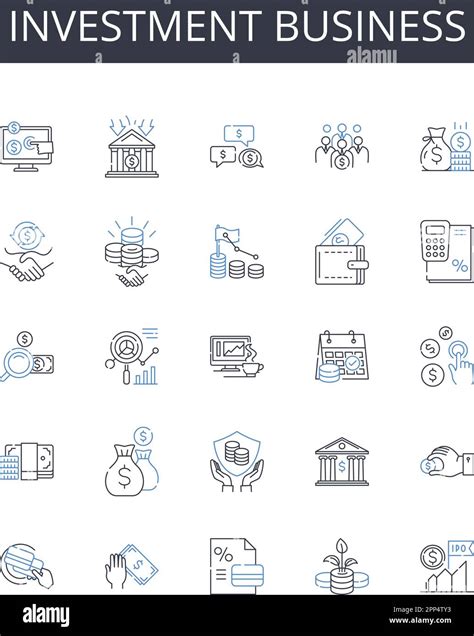 Investment Business Line Icons Collection Travel Exploration