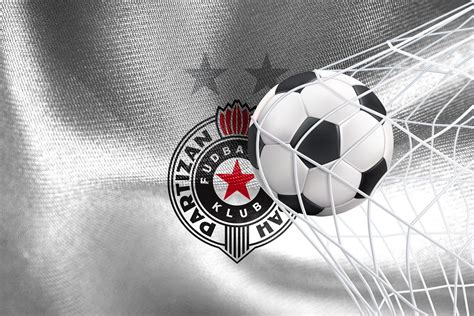 UEFA Champions League 2023 FK Partizan Flag With A Soccer Ball In Net