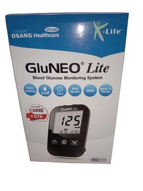 K Life 50 Mm0l L X Life Gluneo Lite Blood Glucose Monitor For Hospital