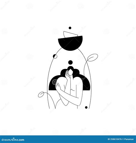 Contemporary Woman Silhouette Vector Illustration Nude Female Body Feminine Figure With