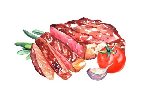 Steak De Boeuf Grill Au Romarin Champignons Et Tomate Illustration