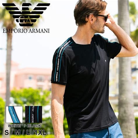 エンポリオアルマーニ メンズ 半袖 Tシャツ Emporio Armani サイドライン クルーネック ブランド トップス コットン