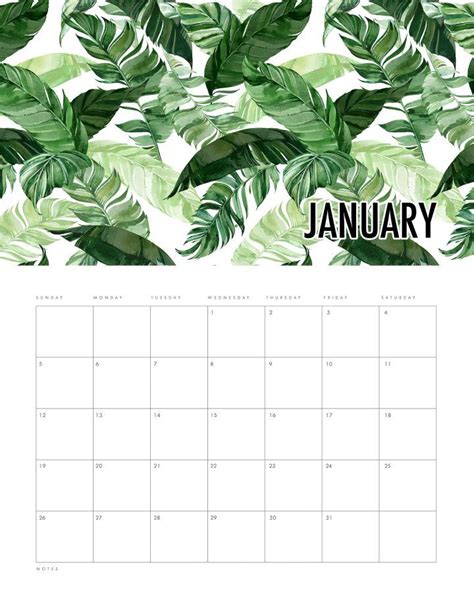 Free Printable 2020 Modern Leaves Calendar The Cottage Market Free