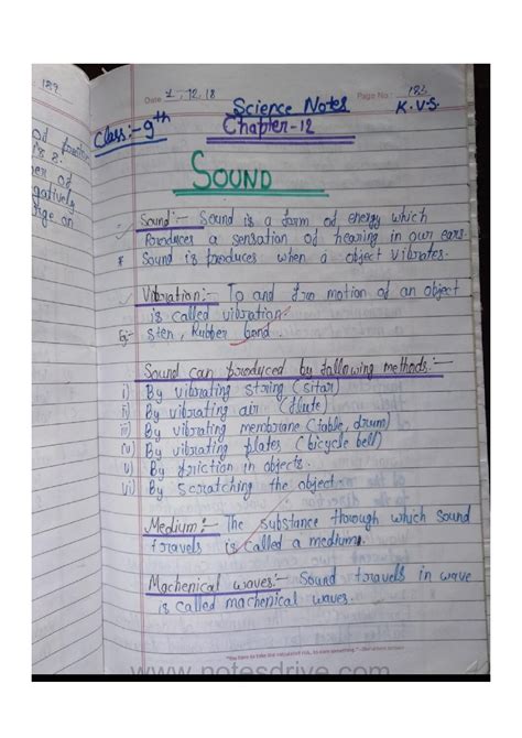 MP Board Class 9th Science Handwritten Notes Chapter 12 Sounds Science