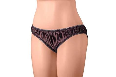 Buy Merise Womens Sexy Silk Satin Bikini Panties Dark Grey Lace Chocolate Medium Online At