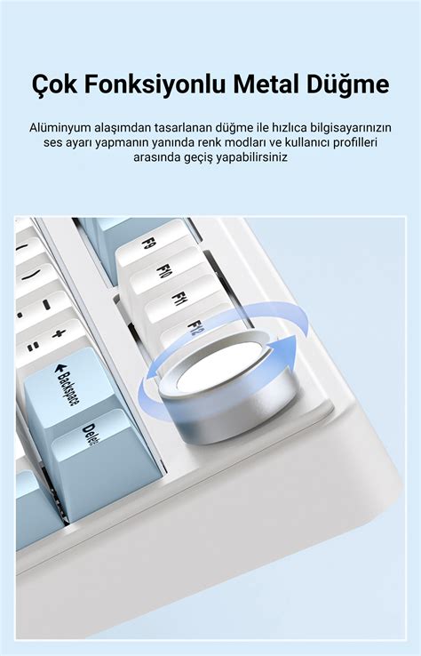 Aula F Mekanik RGB TKL Gray Switch Kablosuz Makrolu Hot Swap Klavye Buz Mavisi Gaming Klavye Aula