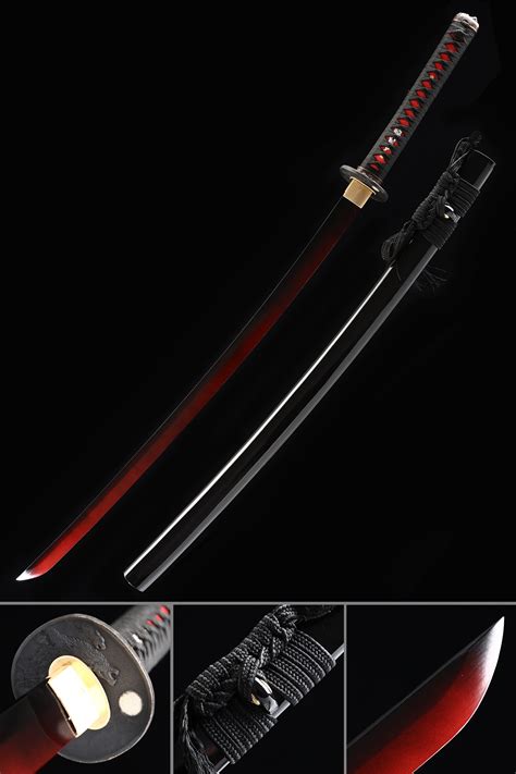 Crimson Katana Handmade Japanese Katana Sword With Crimson Red Blade