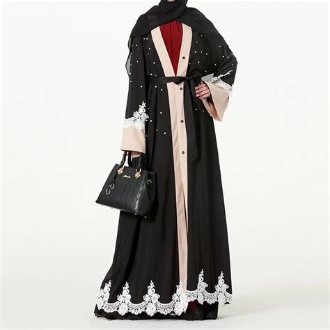 Aliexpress Buy Elegant Muslim Abaya Dress Lace Cardigan Long