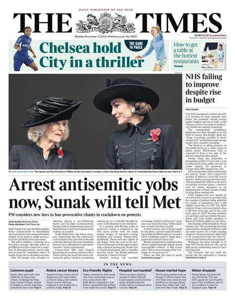 Times Front Page 13th Of November 2023 Tomorrows Papers Today