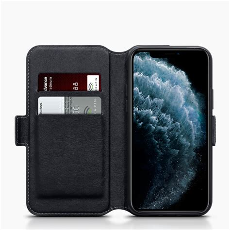 Qubits Lederen Slim Wallet Hoes IPhone 11 Pro Zwart