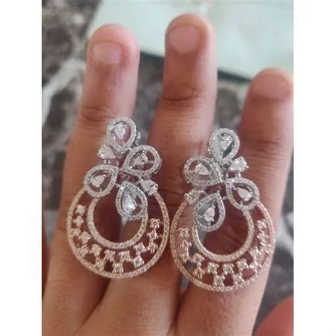 Party Wear Real Diamonds Diamond Wedding Chandbali Earrings At Rs