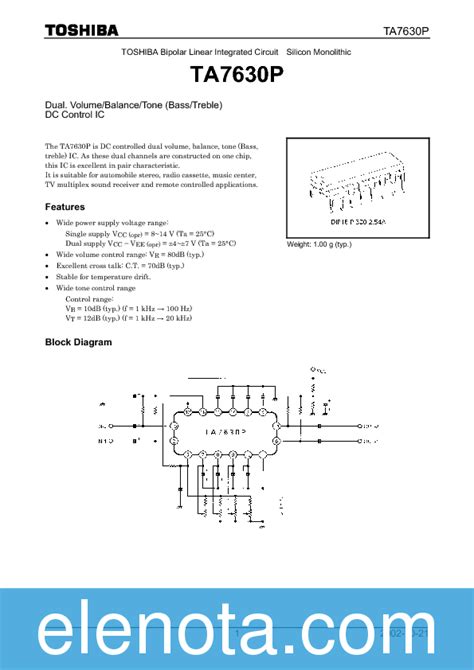 Ta P Datasheet Pdf Kb Toshiba Pobierz Z Elenota Pl