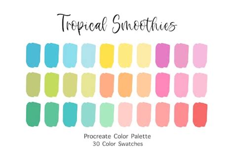 Procreate Color Palette Tropical Smoothies Color Swatches Etsy