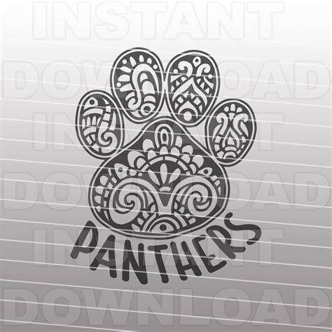 Panthers Svg Filepanther Paw Svghenna Paw Print Svgsports Etsy 日本