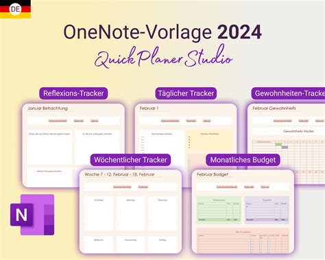 Onenote Digitaler Planer Deutsch Vorlage F R T Gliche