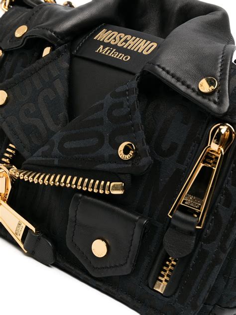 Moschino Biker Logo Jacquard Shoulder Bag Black Farfetch