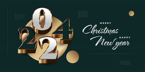 Merry Christmas And Happy New Year 2024 Banner Or Poster Design With 3D