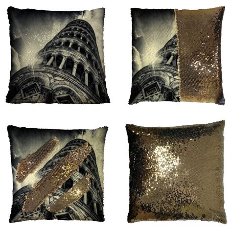 Zkgk Leaning Tower Of Pisa Reversible Mermaid Sequin Pillow Case X