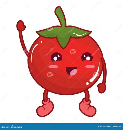 Isolated Cute Tomato Vegetable Character Vector Stock Vector