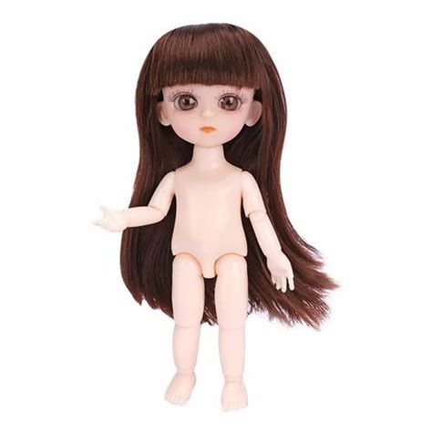 Maxbell Flexible Cm Jointed Mini Girl Doll Nude Body Brown Straight Hair At Rs