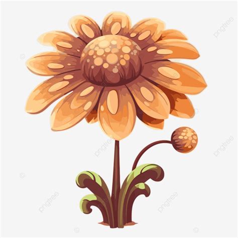 Brown Flower Sticker Clipart Cartoon Flower Vector Illustration