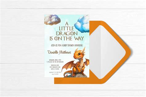 Editable Dragon Baby Shower Invitation Instant Digital Download Boy